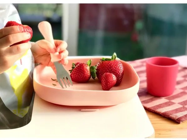 Beaba - Set de masă pentru copii Pink, 4 piese