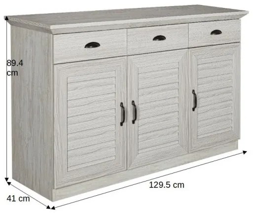 Comoda Jardine Cu 3 Usi Si 3 Sertare, 129.5 Cm
