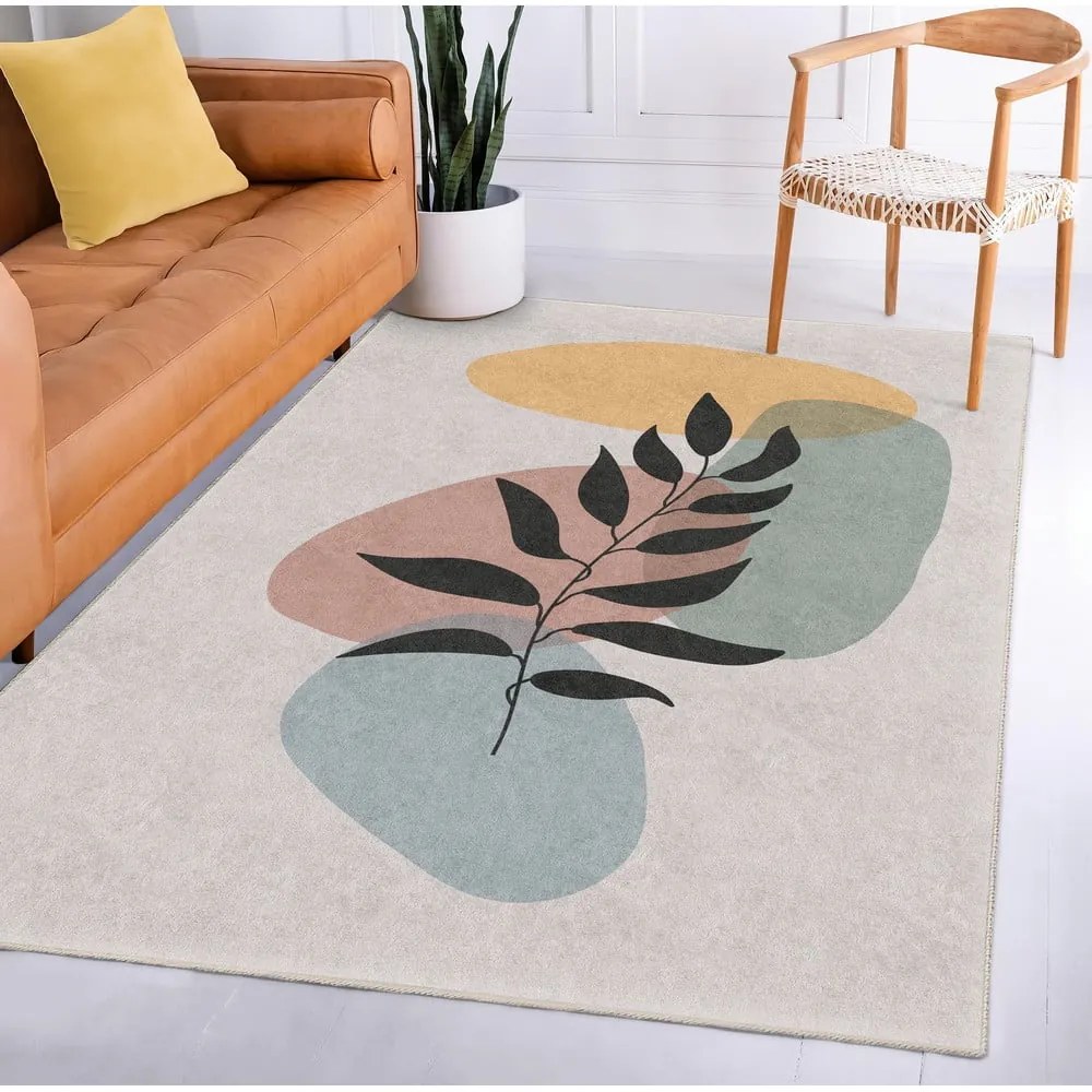 Covor tip traversă crem lavabil 80x200 cm Illustrated Autumn – Mila Home