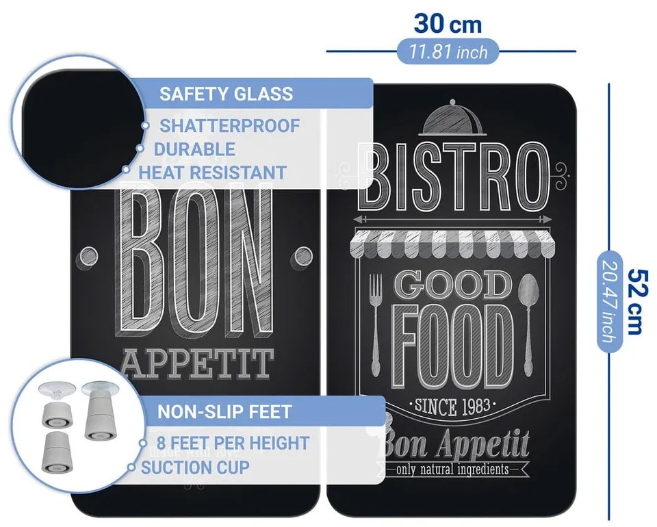 Set 2 protecții din sticlă pentru aragaz Wenko Bon Appetit, 52 x 30 cm