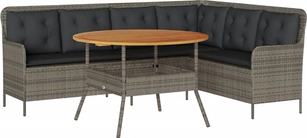 vidaXL Set canapele de grădină cu perne, 2 piese, gri, poliratan