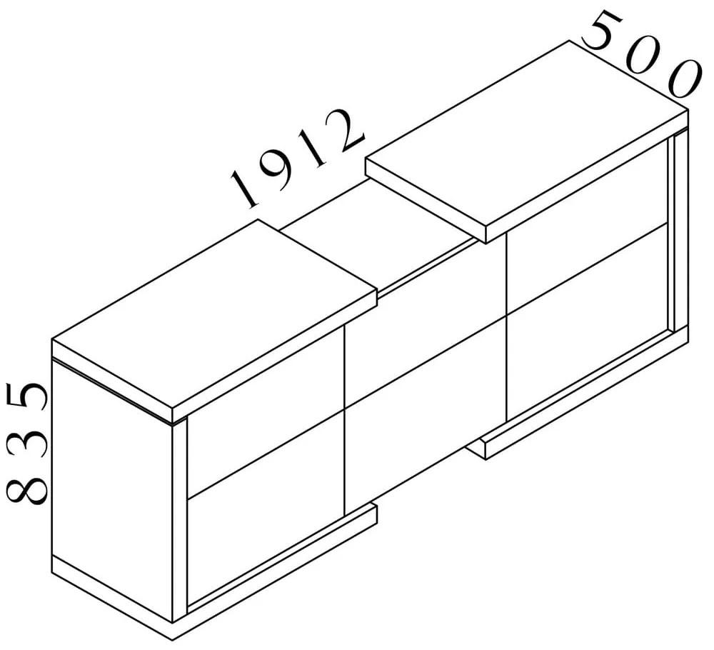 Dulap jos Lineart 191,2 x 50 x 83,5 cm, ulm deschis / alb