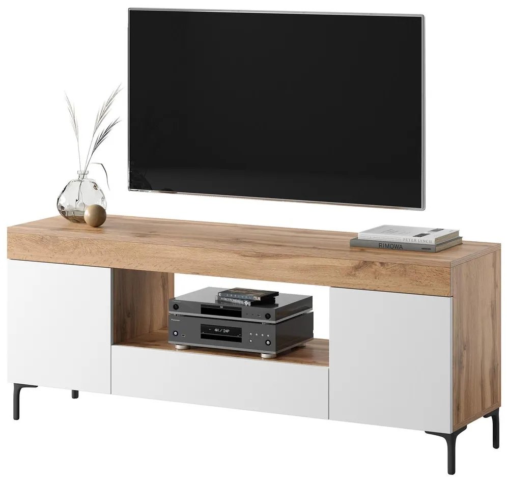 Dulap TV Giuseppo (cu iluminat) (stejar lancaster + alb). 1098644