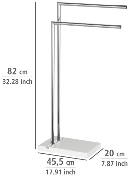 WENKO 20487100 - Suport pentru prosoape NOBLE, 45,5 x 82 cm, crom lucios/alb