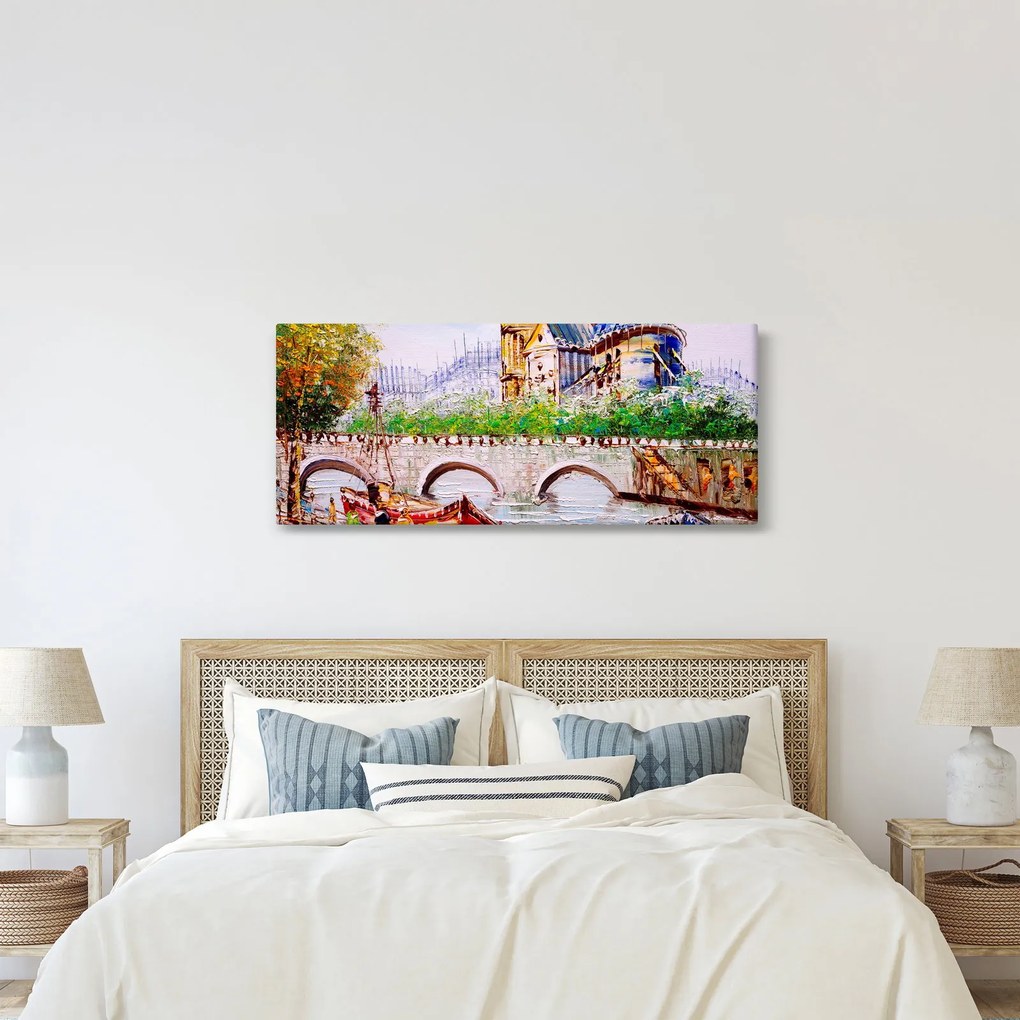 Tablou - Pictură în ulei a orașului (120x50 cm)