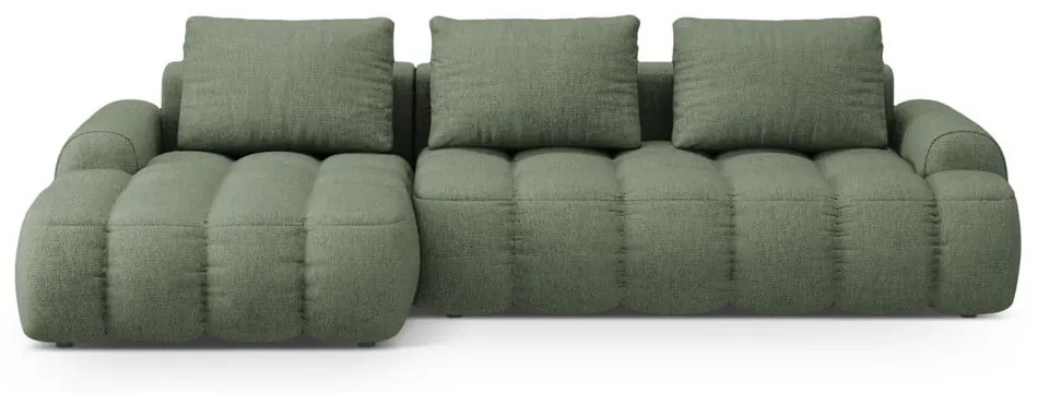 Colțar verde extensibil/cu spațiu de depozitare (cu colț pe partea stângă/cu șezlong) Linz – Cosmopolitan Design