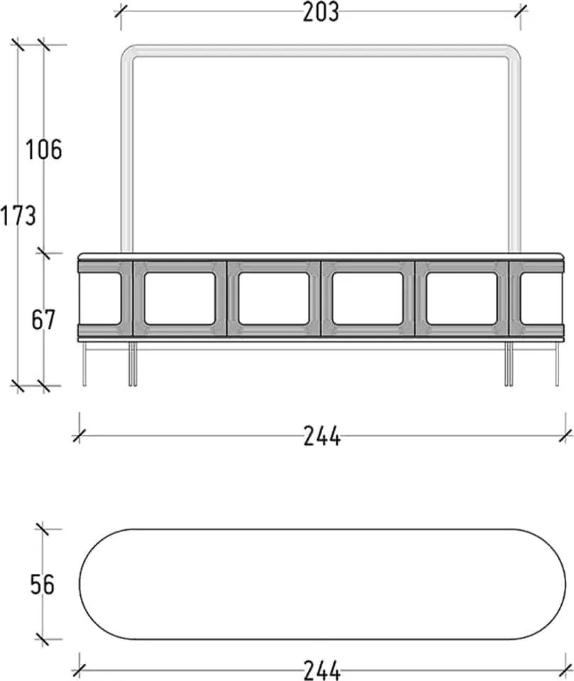 Set lemn masiv nuc Living Emma - Marmură Naturală, 245 × 56 × 173 cm