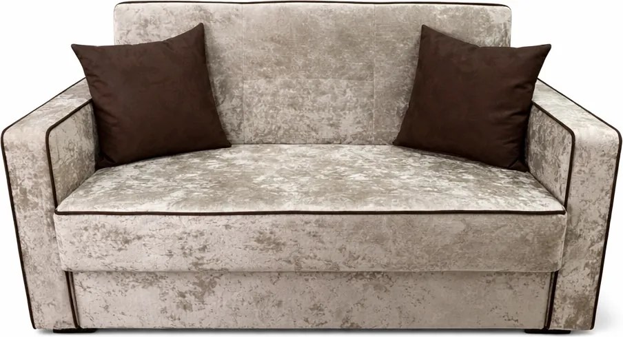 Canapea SAMY NEXT extensibila, 2 locuri, cu lada de depozitare, catifea plusata bej , cadru metalic, 152x100x92 cm catifea plusata, Bej