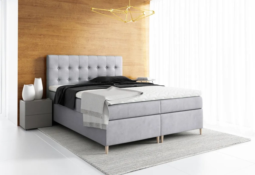 Expedo Pat tapițat boxspring GLORIA + topper, 120x200, jasmine 100