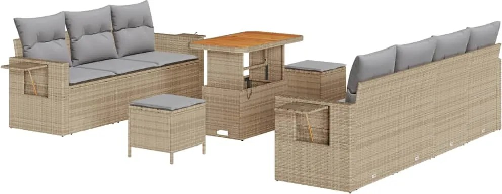 vidaXL Set de canapele pentru grădină 10 pcs Bej poliratan