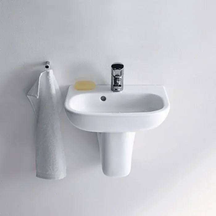 Lavoar baie suspendat Duravit D-Code 45x34 cm, cu preaplin