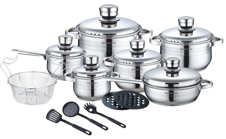 Set oale cu termometru Royalty Line RL-1802, 18 piese, Accesorii, Inductie, Inox