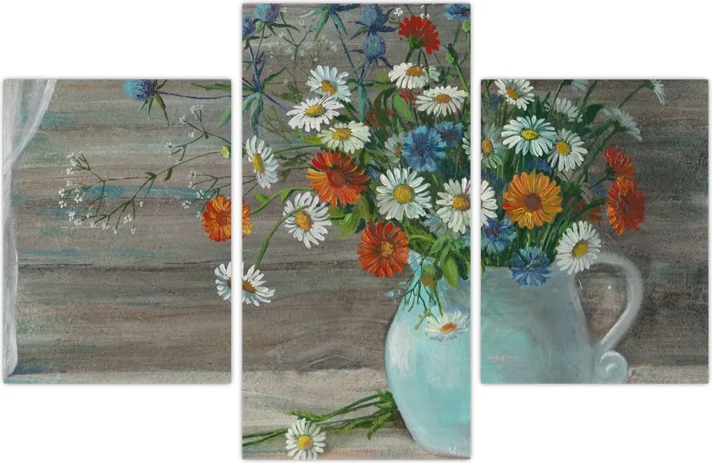 Tablou - Pictură în ulei, flori de câmp (90x60 cm)