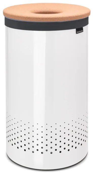 Cos de rufe Brabantia 90300241, 60 L, Capac din pluta, Umplere fara deschidere, Gauri ventilatie, Alb