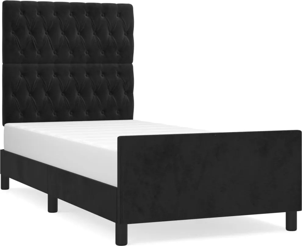 vidaXL Cadru de pat fără saltea, negru, 100x200 cm, catifea