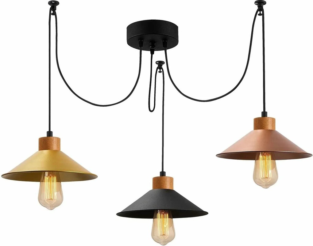 Lustra MANAVGAT N-554, metal, auriu/negru/cupru, 114x24x100 cm