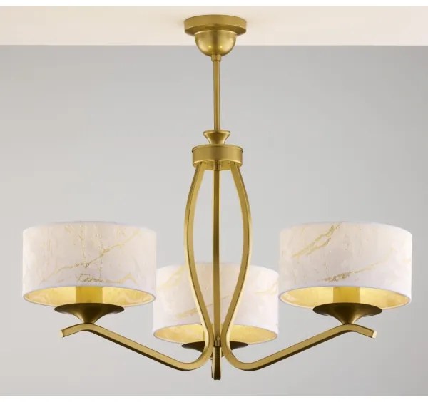 Jupiter 2109 - Lustru pe tijă KASZMIR 3xE27/15W/230V alb/auriu/decor de marmură