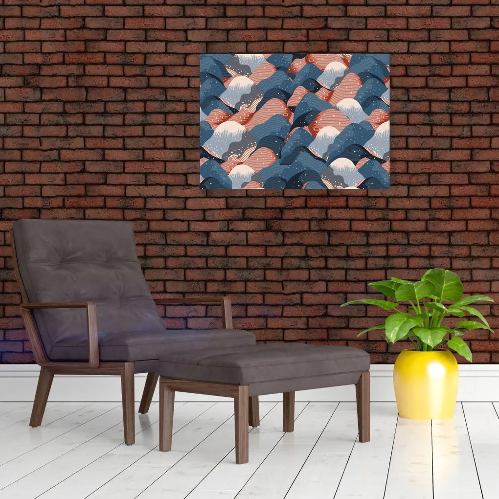 Tablou pe sticlă - Valuri și dealuri (70x50 cm)