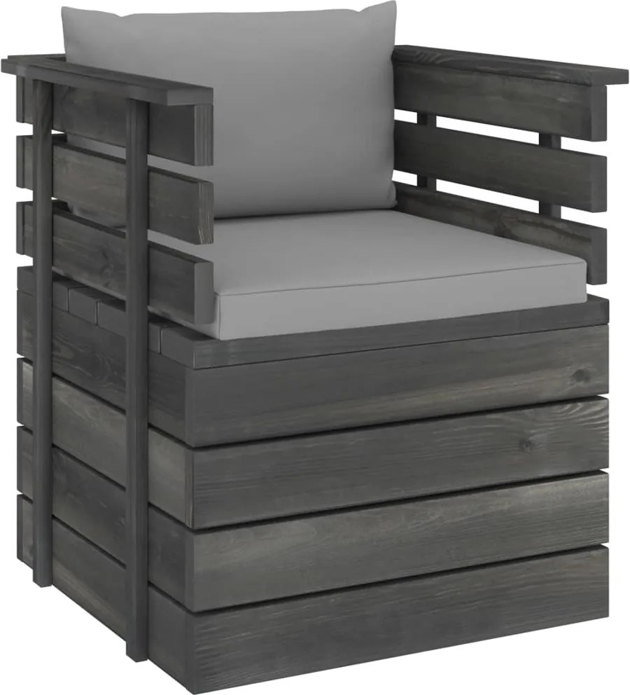 vidaXL Fotoliu de grădină cu perne, lemn de pin