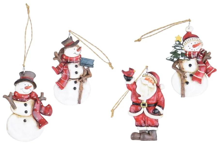 Set de 4 ornamente cu Moș Crăciun și oameni de zăpadă Ego Dekor