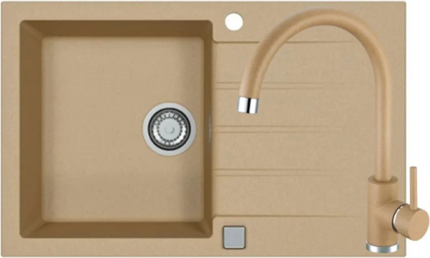 Set chiuveta bucatarie Alveus Cadit 20 bej 79x50 cm si baterie Kati monocomanda