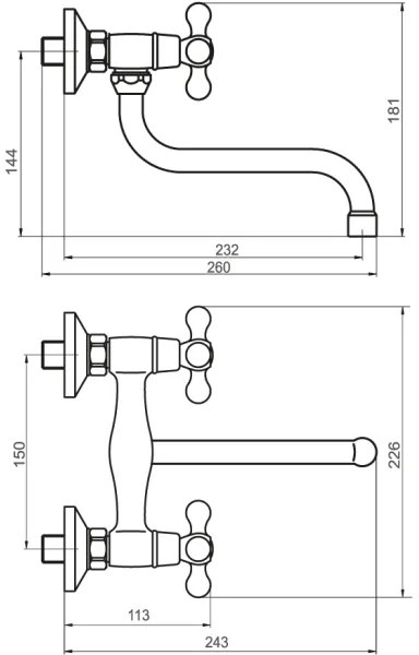 Baterie pentru chiuvetă/lavoar FERRO ANTICA bronz