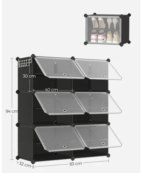 Raft modular cu compartimente BOXIFY, negru