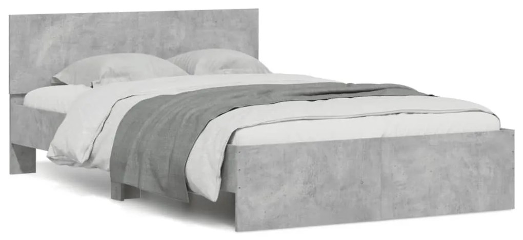 3207493 vidaXL Cadru de pat cu tăblie, gri beton, 120x200 cm