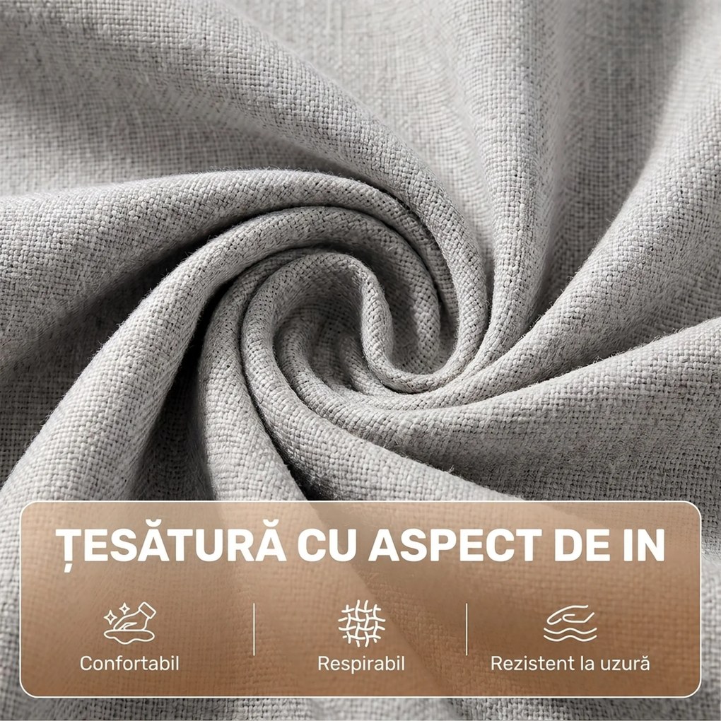 HOMCOM Fotoliu Extensibil 3 în 1 cu Spătar Reglabil, Tapițat din In și Lemn, 78x88x82 cm, Gri | Aosom Romania