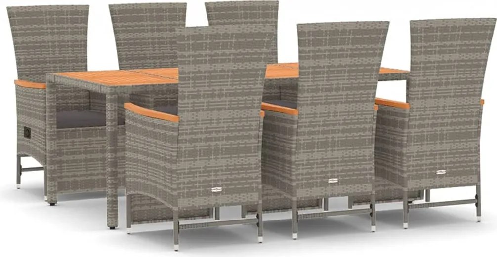 vidaXL Set mobilier de grădină cu perne, 7 piese, gri, poliratan