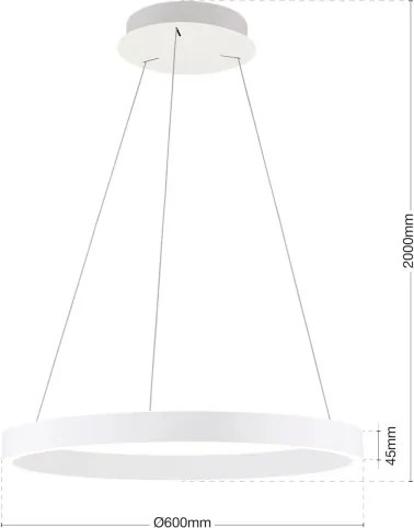 Orion - Pendul LED dimabil pe cablu KOLK LED/60W/230V 2700/3000/4000K Ø 60 cm alb