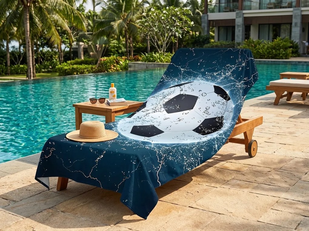 Prosop XXL de plaja cu uscare rapida GOALIX albastru-alb 150 x 210 cm, 100% microfibra