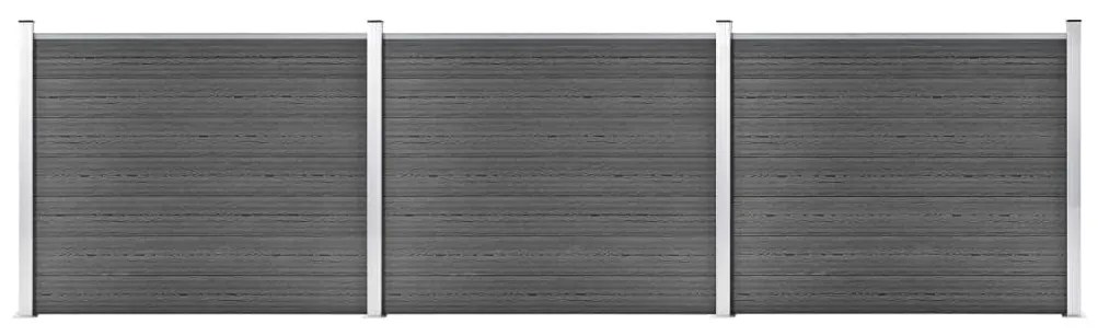 vidaXL Set panouri gard, 526x146 cm, negru, WPC
