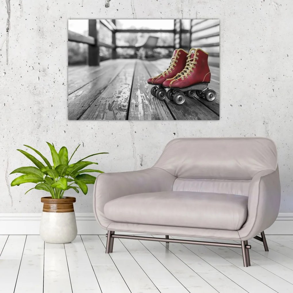 Tablou cu pantofi cu role vechi roșii (90x60 cm)