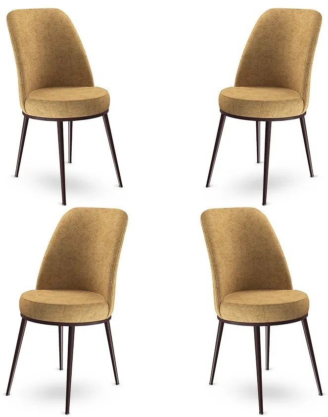 Set 4 scaune haaus Dexa, Cappuccino/Maro, textil, picioare metalice