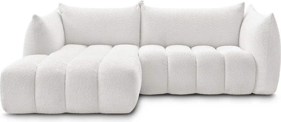 Colțar alb cu tapițerie din țesătură bouclé (cu colț pe partea stângă/cu șezlong) Azra – Bobochic Paris