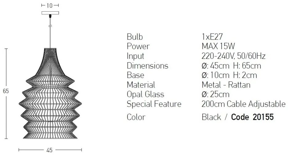 Pendul, lustra design modern Saiz negru