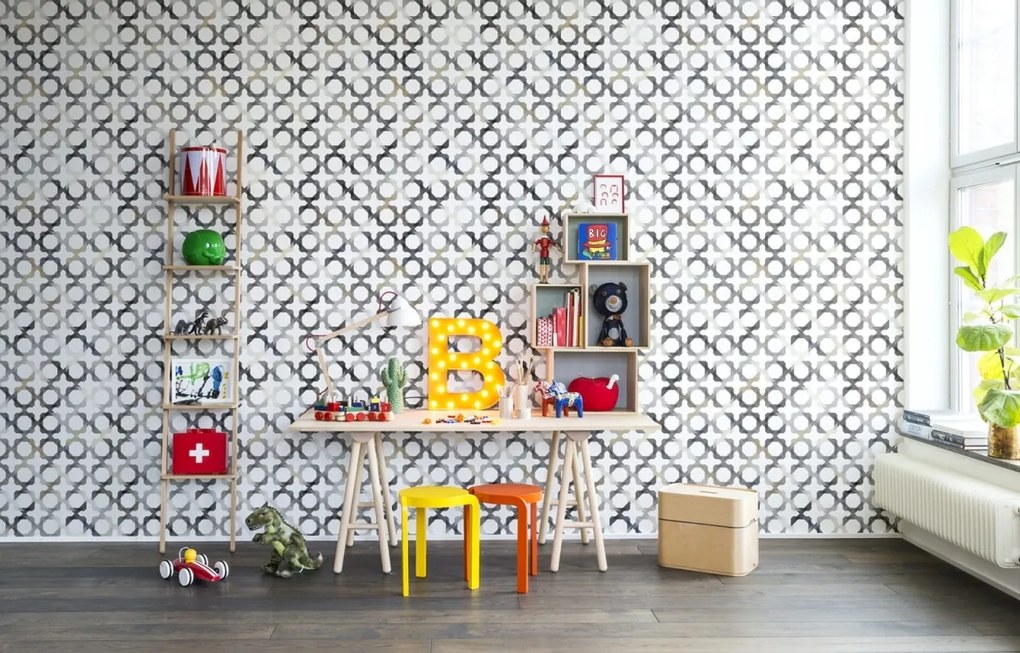 Fototapet, Patchwork Play, Grey, repetitiv, Rebel Walls