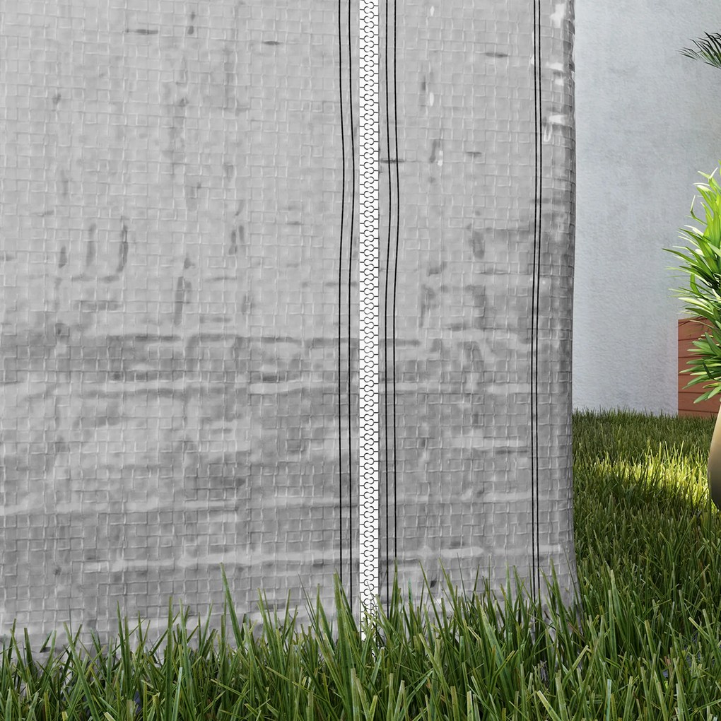 Outsunny Garaj de grădină 2 x 2 x 2 m garaj pentru biciclete exterior cu cadru din oțel galvanizat, impermeabil și rezistent la UV - gri | Aosom Romania