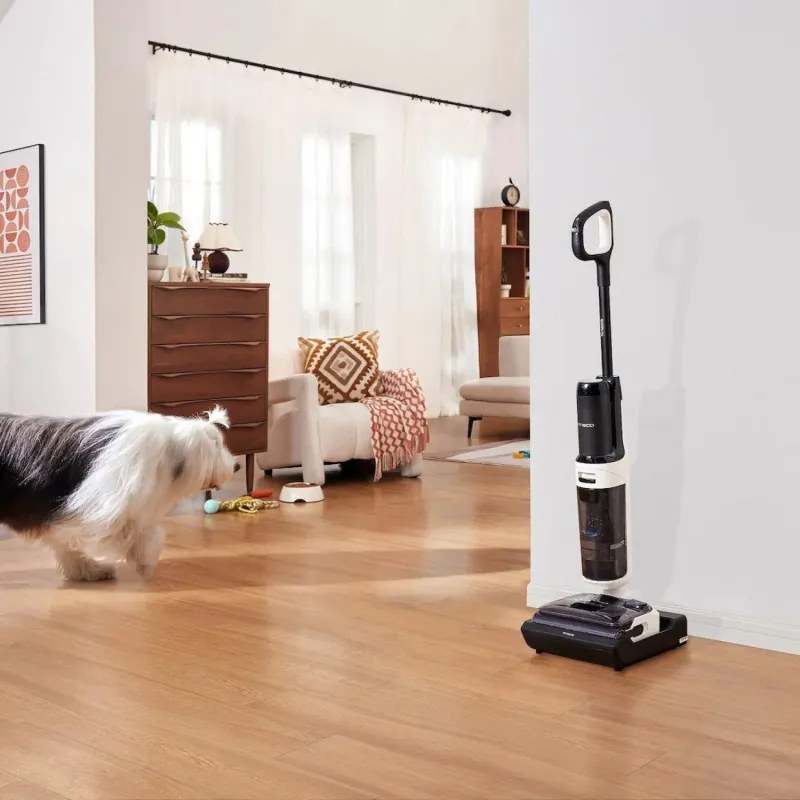 Aspirator vertical fara fir Tineco Floor One Switch S6 Stretch Plus 5in1, 21000 Pa, Uscat/umed, Wi-Fi, iLoop putere adaptiva, Negru/Alb