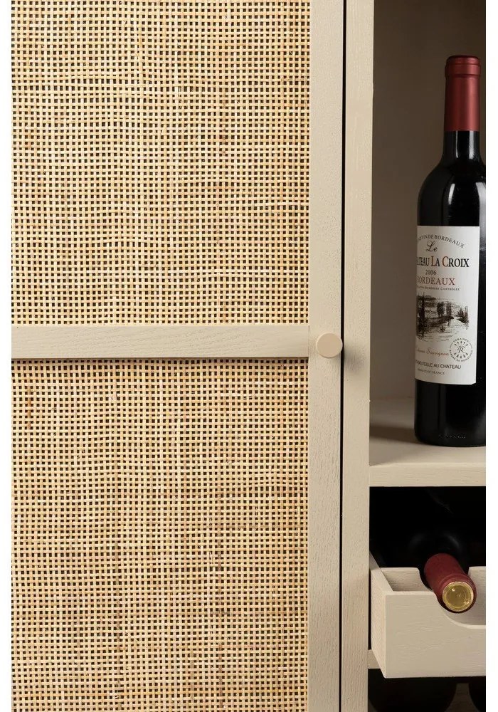 Dulap vinotecă crem din ratan pentru 8 sticle, 90x100 cm Amaya – White Label