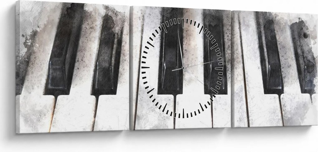 Tablou - Pian, acuarelă (cu ceas) (90x30 cm)