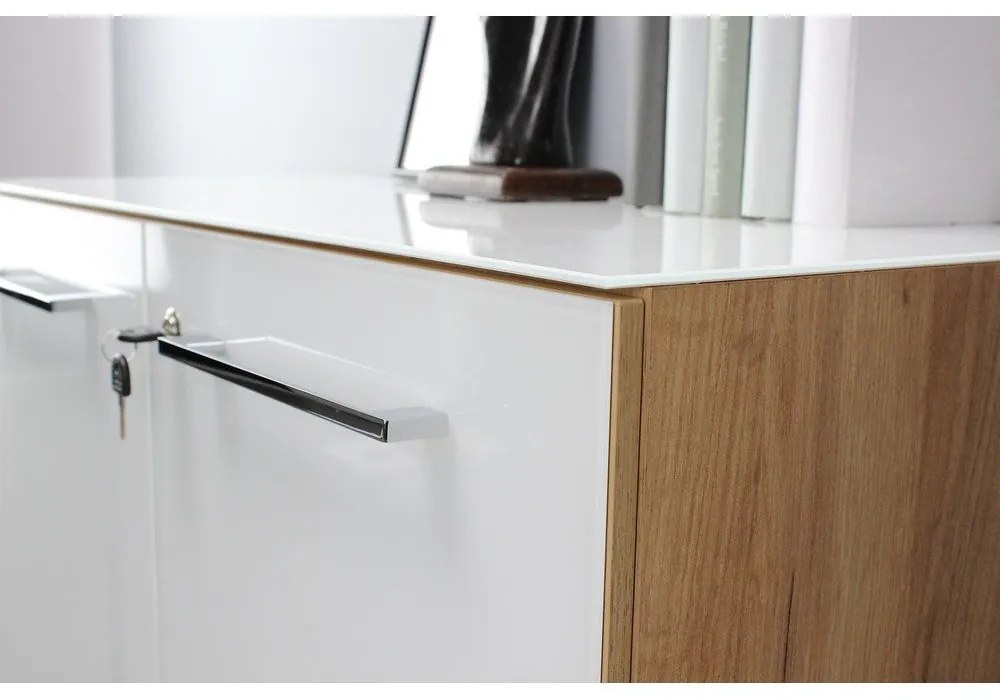 Dulap alb cu aspect de lemn de stejar 80x120 cm Monteria – Germania