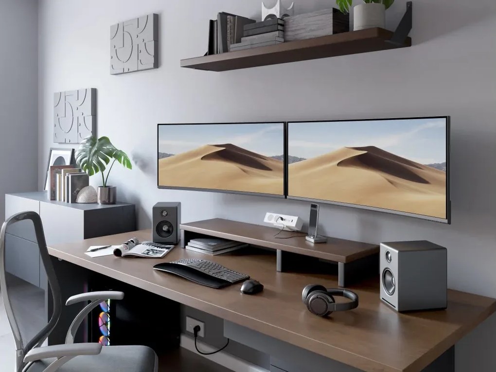 Priză pentru birou Bar GTV, 2 prize Schuko, USB A + C, HDMI, RJ45, alb, 166.5 x 96 mm Alb, Aluminiu/Plastic, L:166.5 mm; l:96 mm; H:170 mm