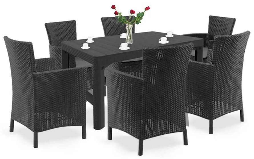 Set de mobilier de grădină Liowa 6+1 în culoarea grafit