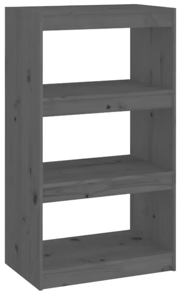 808165 vidaXL Bibliotecă/Separator cameră gri 60x30x103,5 cm, lemn masiv pin