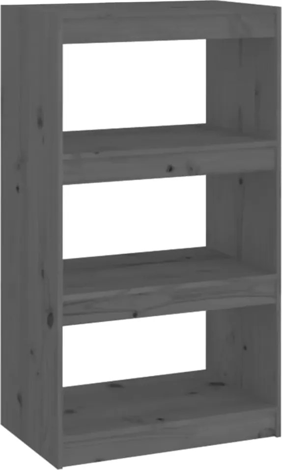 vidaXL Bibliotecă/Separator cameră gri 60x30x103,5 cm, lemn masiv pin