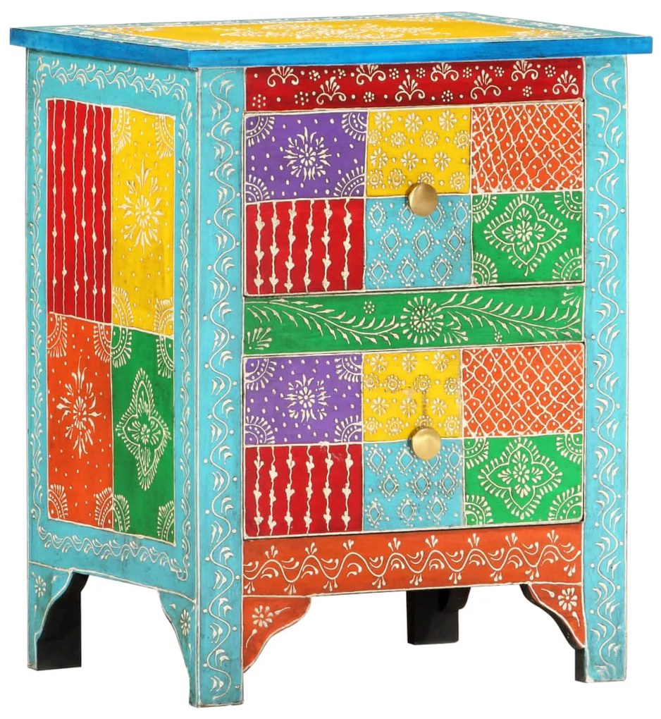 vidaXL Noptieră pictată manual 40 x 30 x 50 cm, lemn masiv de mango