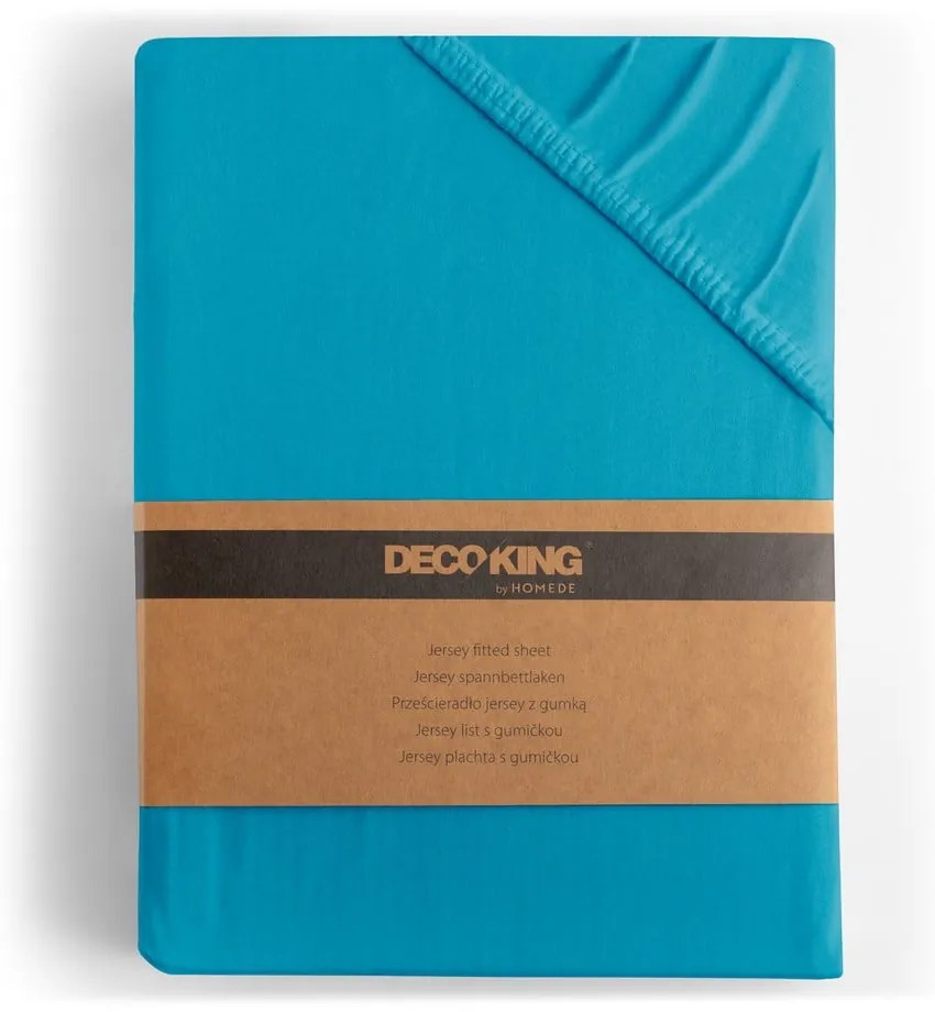 Cearceaf albastru din jerseu cu elastic 90x200 cm Amber – Restilo