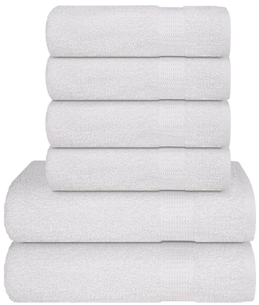 vidaXL Set prosoape 6 piese alb 360 g/m² 100% bumbac